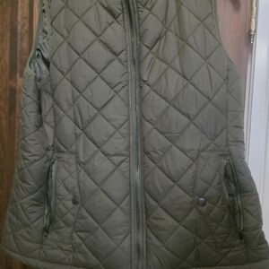 Quilted Sleeveless Vest Jacket - Olive